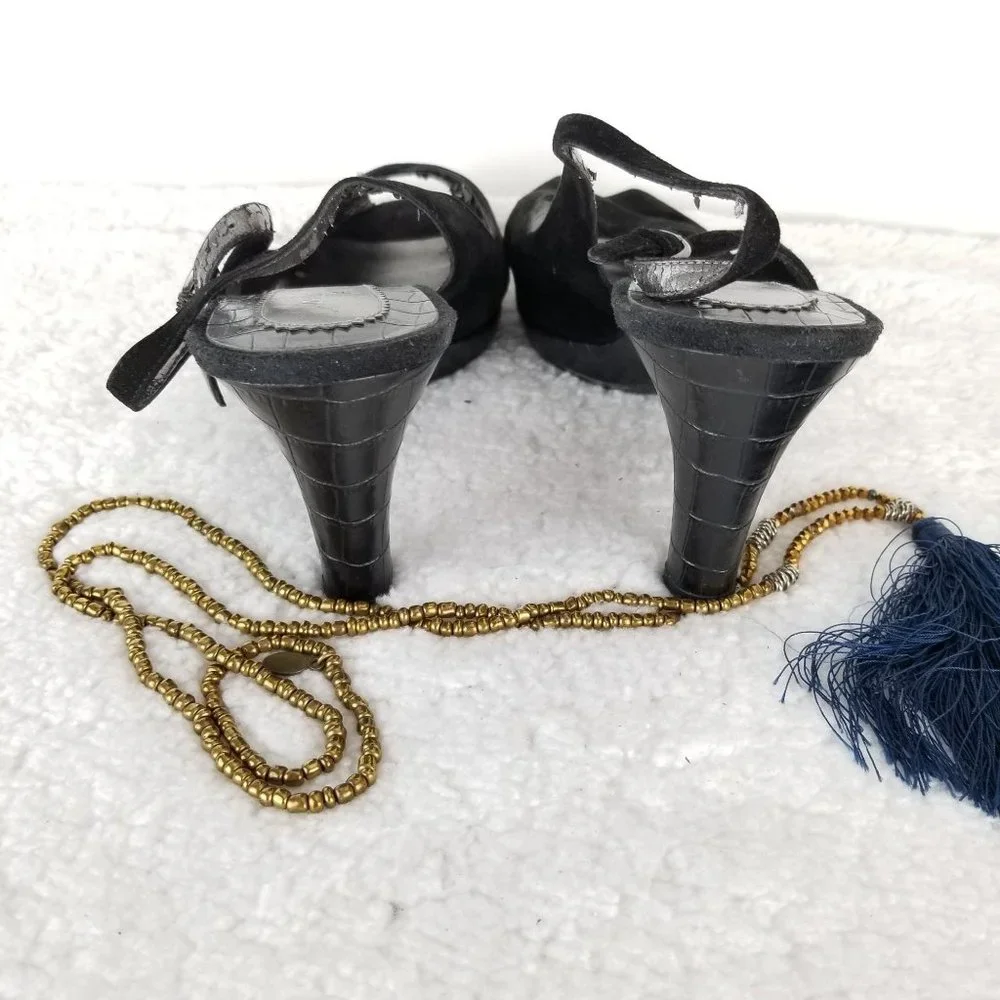 LIZ CLAIBORNE FLEX《294》leather pump‎ black slingback suede women's sz 10